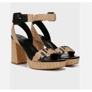 27 Edit Naturalizer Jaselle 2 Platform Heel Beige Black Leather Textile Sz 8 NIB